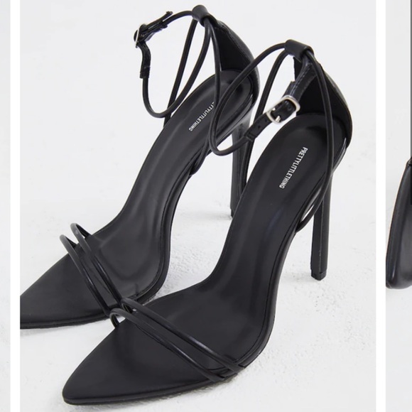 NEVER WORN Black Strappy Pointed Sandal Heel - Picture 4 of 6